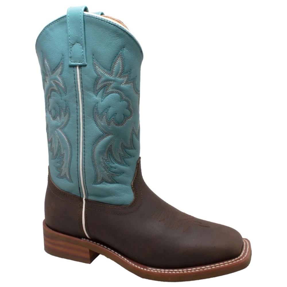 Women  Western Square Toe Boots Brown/Turquoise